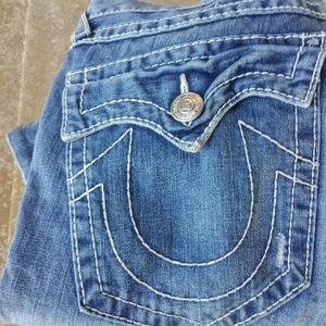 TRUE RELIGION World Tour Billy Light Wash Boot Cut Jeans Men's 33/34